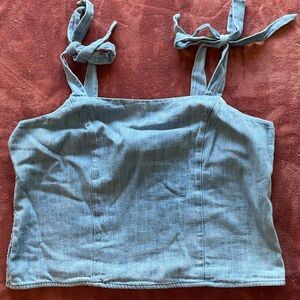 Denim Adjustable Tie Strap Tank
